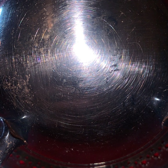 Vintage Footed Dish 91 EPCA Bristol Silver By Poole Floral Pierced - Picture 5 of 7